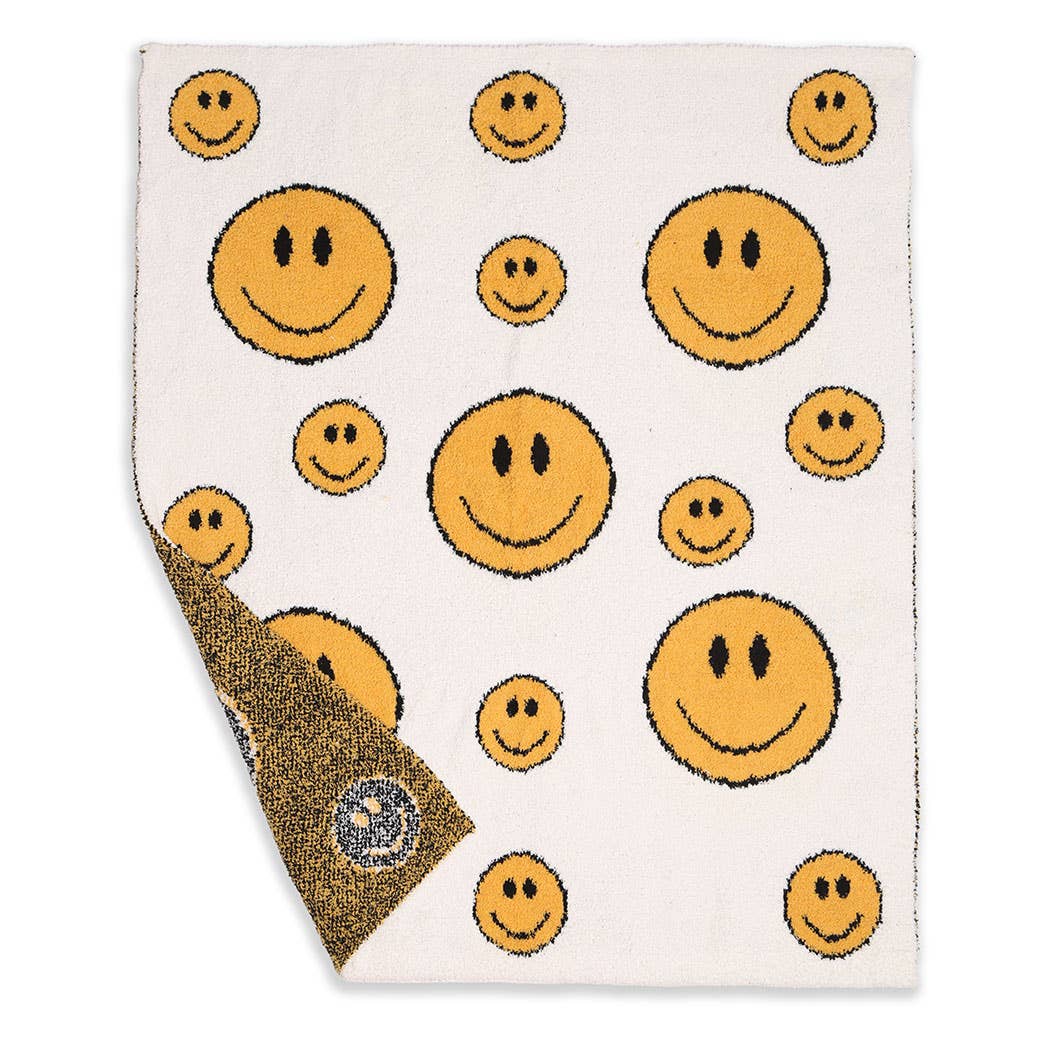 Happy Face Print Kids Luxury Soft Throw Blanket