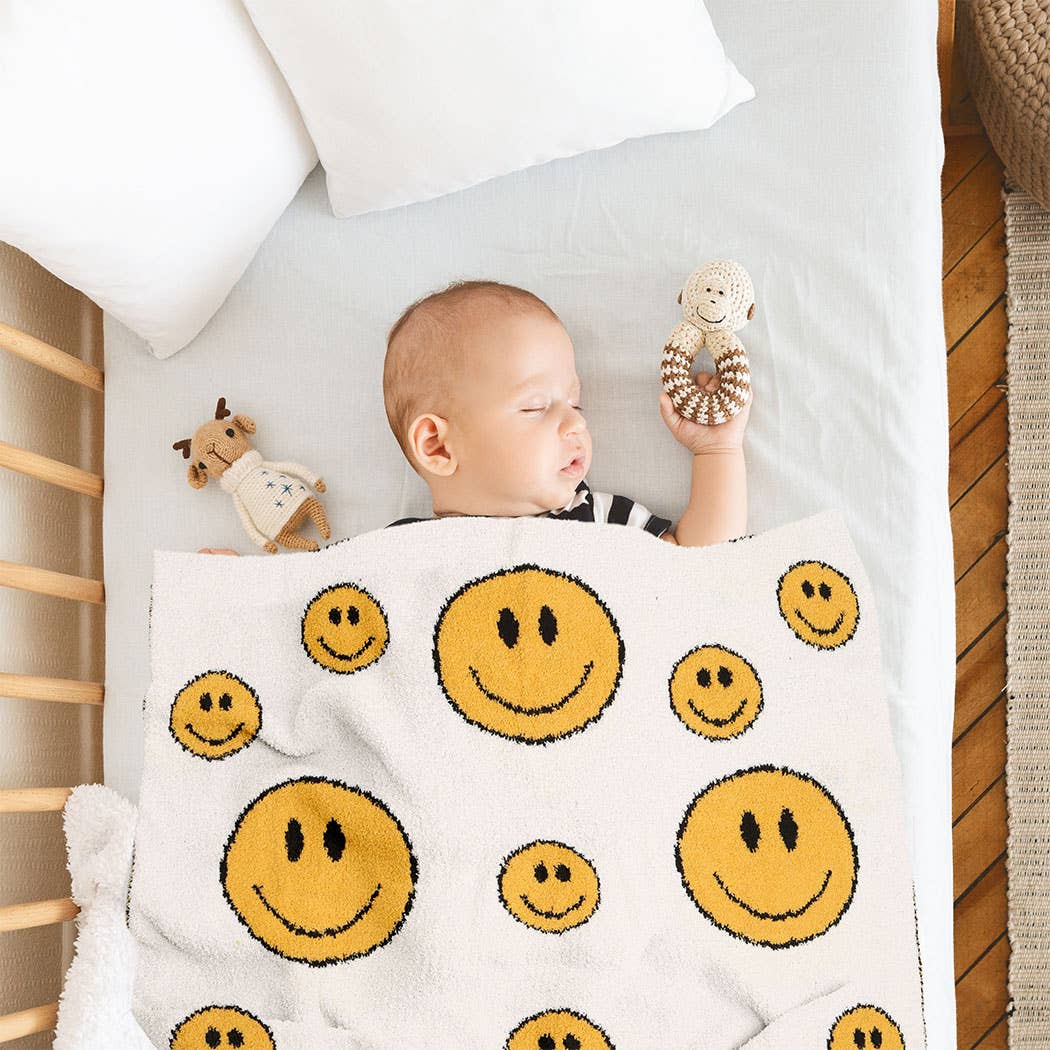 Happy Face Print Kids Luxury Soft Throw Blanket