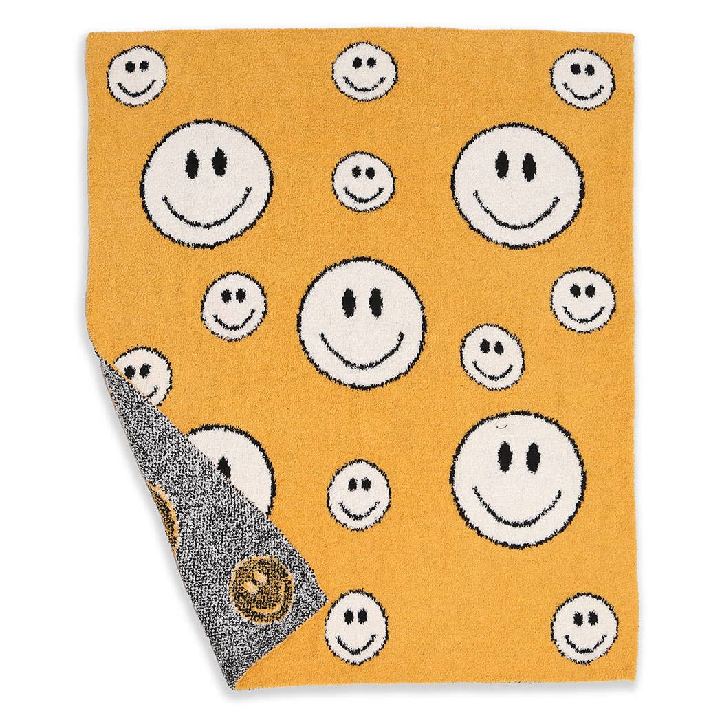 Happy Face Print Kids Luxury Soft Throw Blanket