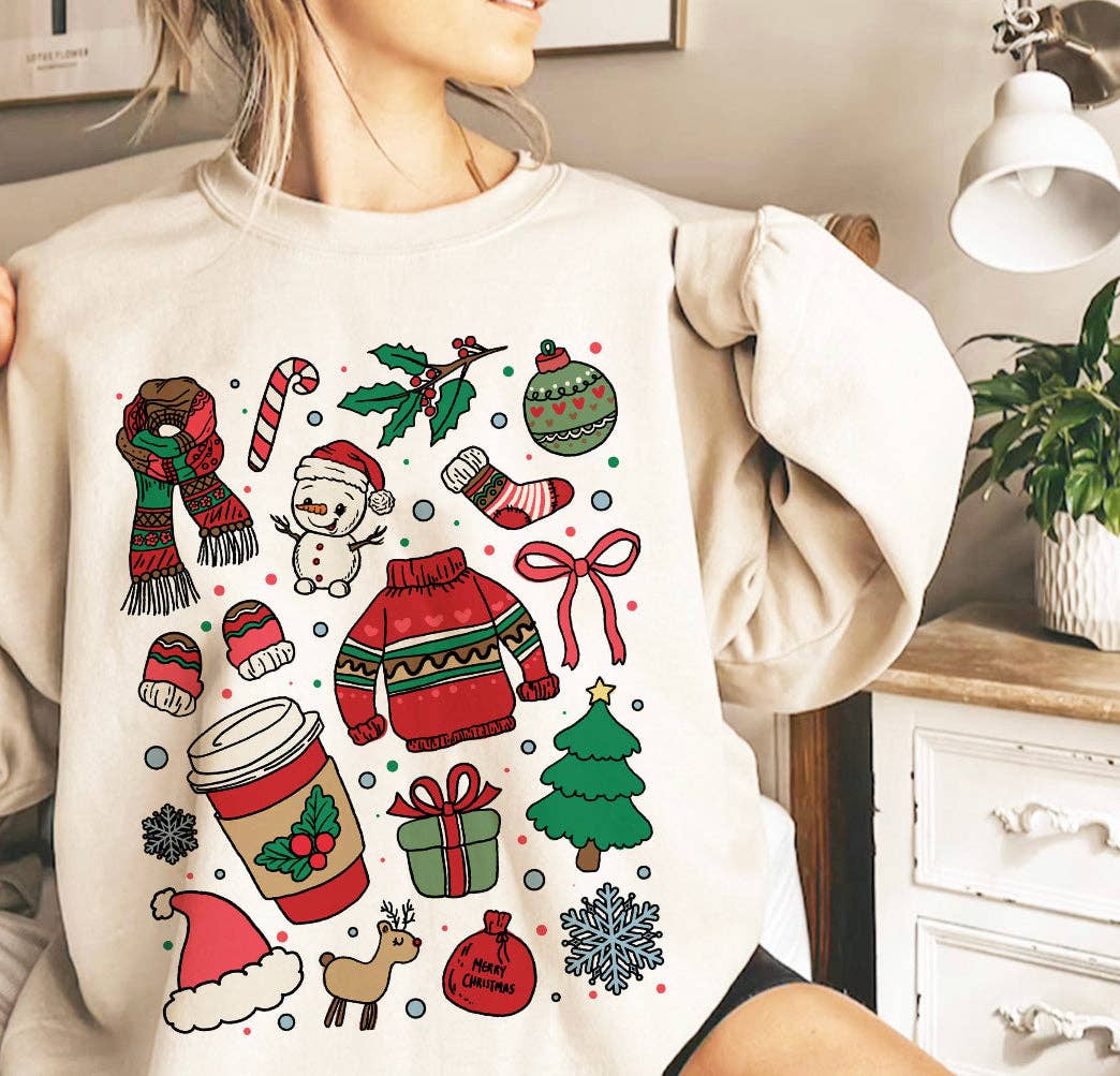 Retro Scatter Christmas Sweatshirt on Sand