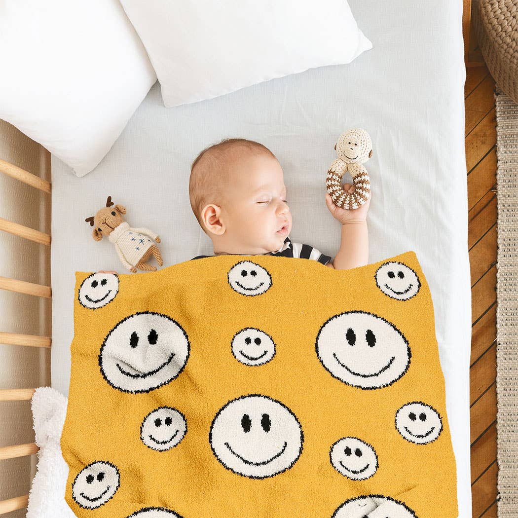 Happy Face Print Kids Luxury Soft Throw Blanket